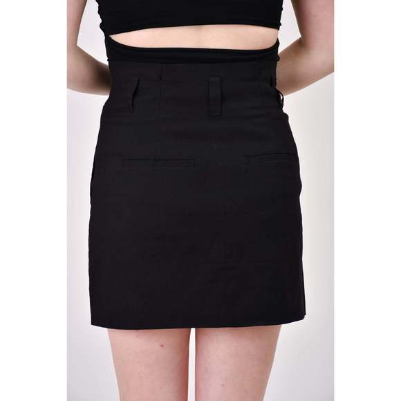 A.L.C. Black Linen Tailored Mini Skirt Size 6 - Picture 3 of 3